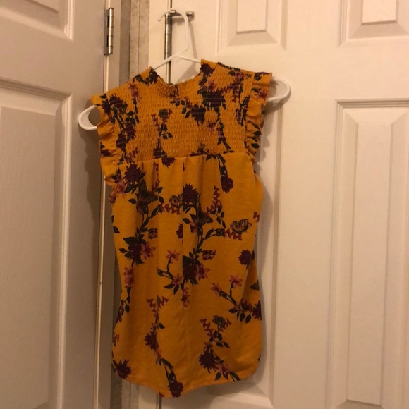 Mustard Flutter Sleeve Shirt - Picture 2 of 4